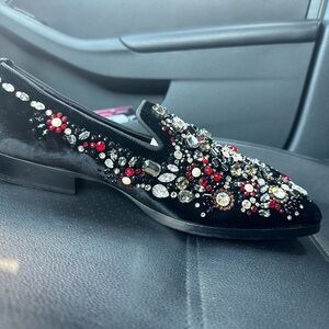 Jimmy Choo Black Crystal Embellished Loafers